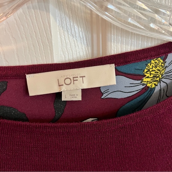 LOFT Floral Long-Sleeve Blouse, Size Large - Picture 3 of 4